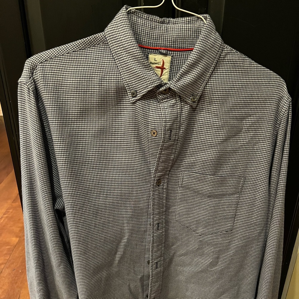 Relwen 100% Cotton hounds tooth button up shirt - Men’s Large